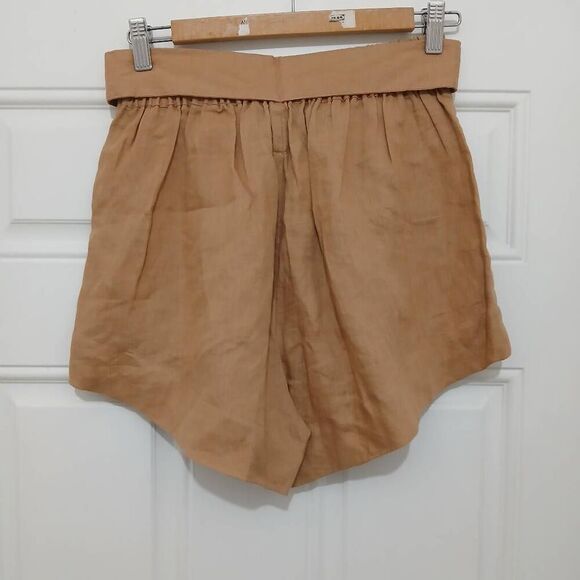 Free the label womens small high waist handmade 100% linen shorts nutmeg - Picture 4 of 7